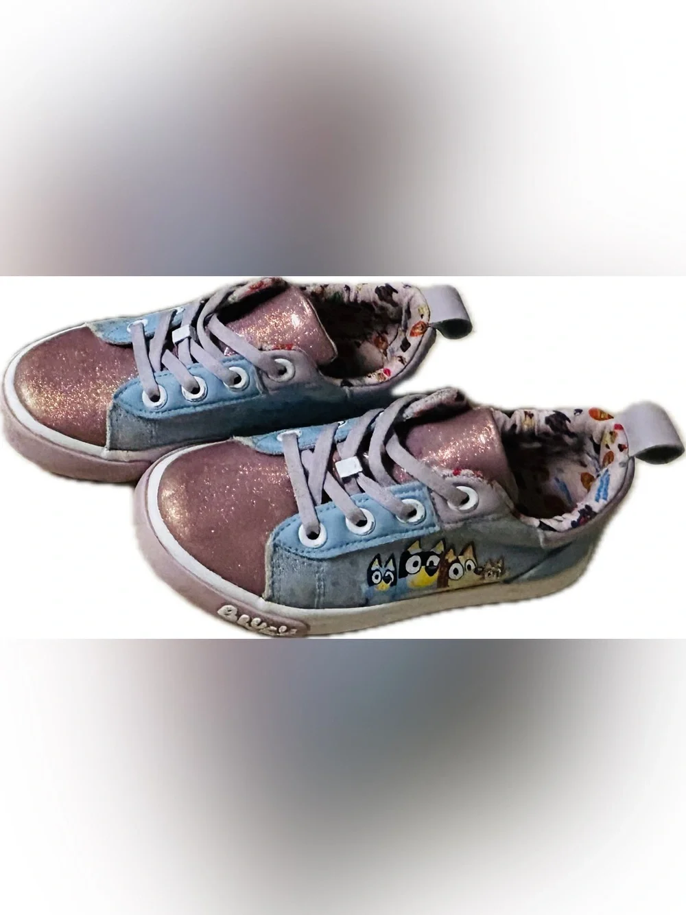 2 Pair Bluey Bingo Glitter Sneakers Girl’s  Toddler Size 10